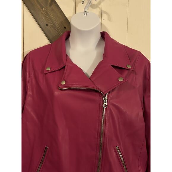 Torrid Asymmetrical Zip Cropped Textured Moto Jacket Women's 4 Plus 4X Hot Pink - Picture 1 of 7